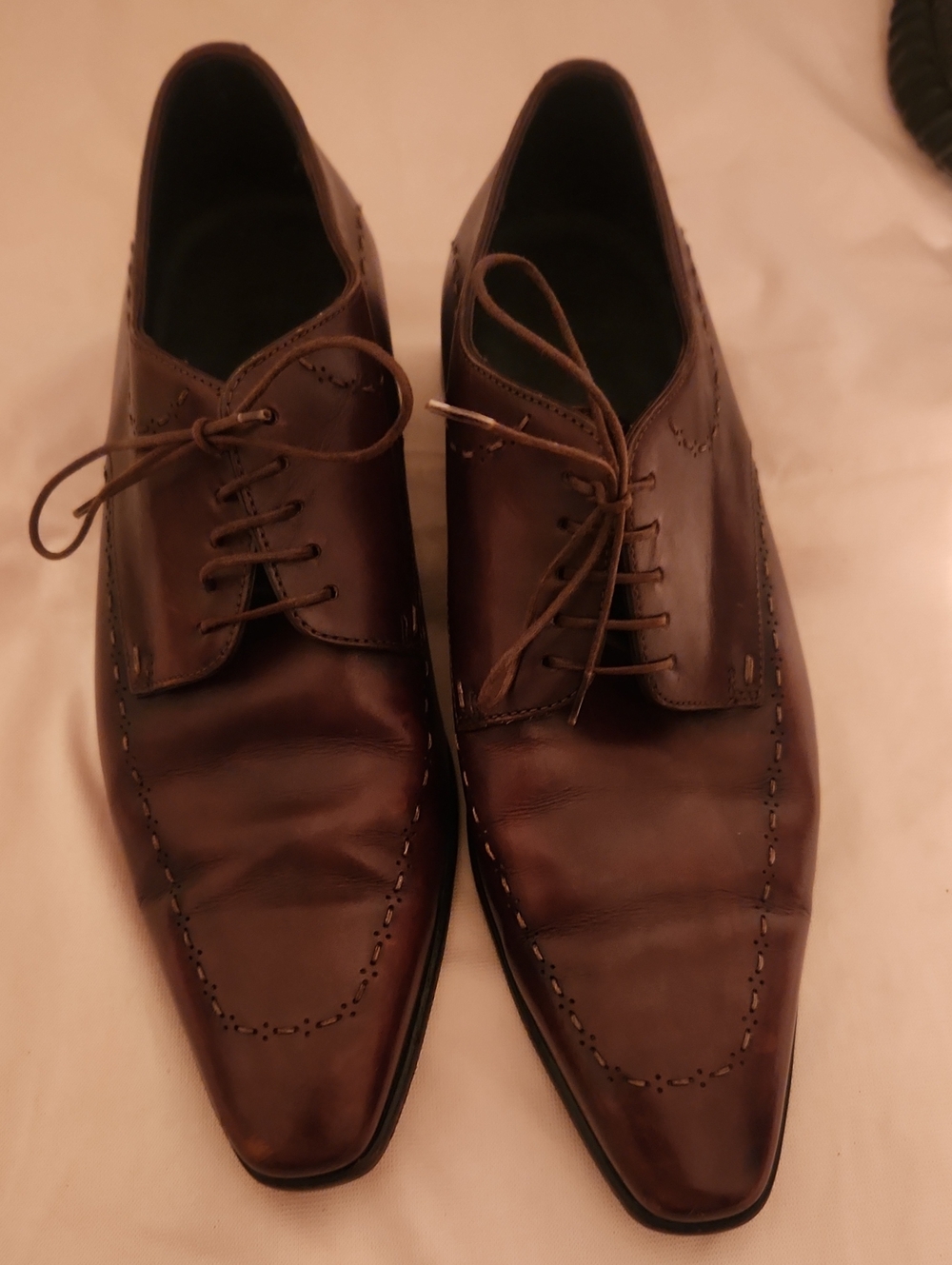 Hugo Boss Men's Brown Leather Lace-Up Oxfords